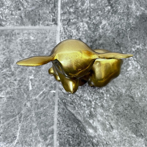 Vintage Brass Fawn Deer Sculpture 6.5"x6" Spring Home Decor Sitting Baby Deer - Picture 6 of 16